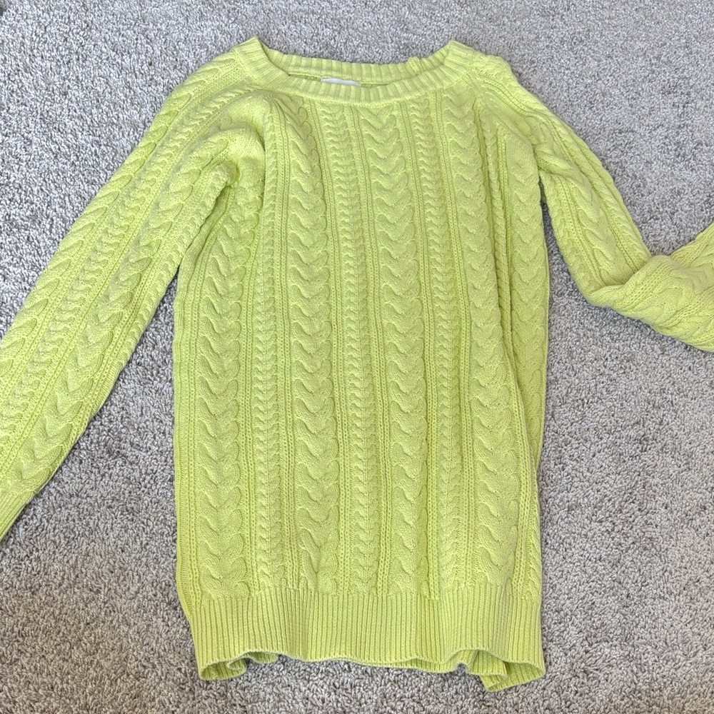 Lime Cable Knit Sweater